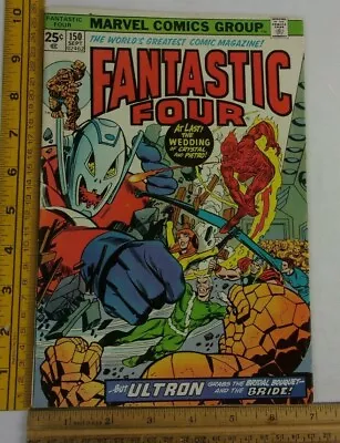 Buy Fantastic Four 150 Comic Book 1970s VF- Crystal & Quicksilver Wedding Ultron-7 • 26.82£