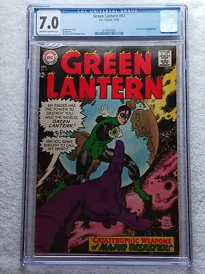 Buy Green Lantern #57 CGC 7.0 OW/W Pages 1967 Major Disaster App. FN/VF • 47.40£