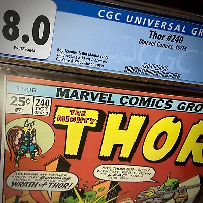 Buy Thor #240 CGC 8.0 VF WP 1st Seth & Mimir Marvel Comics 1975 • 33.72£