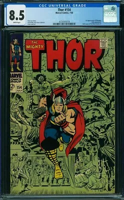 Buy Thor 154 Cgc 8.5 White Pages Marvel 1968 1st Mangog B7 • 129.74£