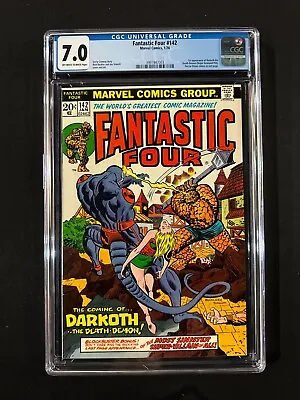 Buy Fantastic Four #142 CGC 7.0 (1974) - 1st App Darkoth - Doctor Doom Cameo • 39.51£
