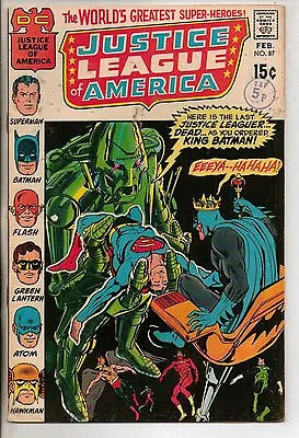 Buy DC Comics Justice League Of America #87 February 1971 Neal Adams Cover Scarce F+ • 18£