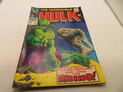 Buy The Incredible Hulk #104 (Rhino)- Key Issue, Marvel Comic June, 1968 • 64.33£