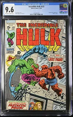 Buy Incredible Hulk #122 Cgc 9.6 Ow/w (1968) Key Hulk Vs Thing Battle • 472.63£