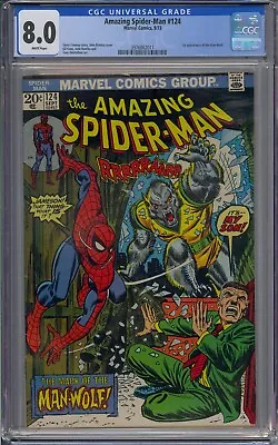 Buy Amazing Spider-man #124 Cgc 8.0 1st Man-wolf John Romita Cover White Pages • 292.96£