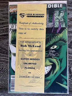 Buy The Incredible Hulk #379 Marvrl 1991, Signed By Bob Mcleod • 32.12£