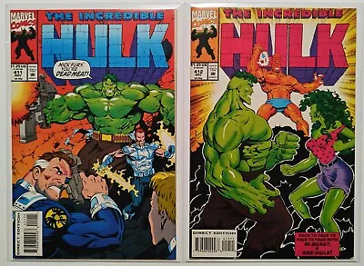 Buy The Incredible HULK #411, #412 SET 1993 - SHE-HULK FURY Marvel Comic Lot VF/NM • 3.71£