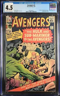 Buy Avengers #3 CGC VG+ 4.5 1st Hulk And Sub-Mariner Team-Up! Jack Kirby! Marvel • 347.08£