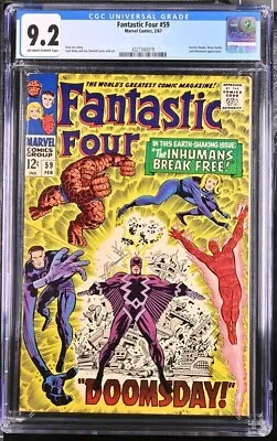 Buy Fantastic Four #59 Cgc 9.2 Doctor Doom Silver Surfer Inhumans Jack Kirby • 176.76£