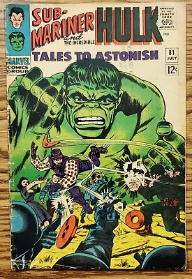 Buy Tales To Astonish #81 (1966) - Sub-Mariner/Hulk - Lee/Colan/Kirby - VG/F • 31.62£