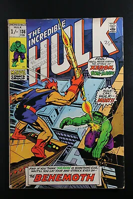 Buy Incredible Hulk #136 1970 Marvel Comics Behemoth KLAATU ! VG- • 14£