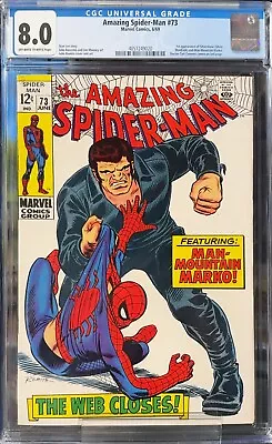 Buy Amazing Spider-Man #73 (1969) CGC 8.0 OW-WHITE Pages - 1st App. Silvermane • 143.91£