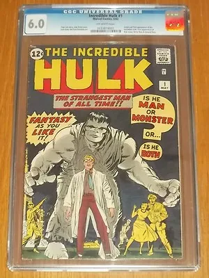 Buy Incredible Hulk #1 Cgc 6.0 Marvel Comics Off White Pages May 1962 (sa) • 79,999.99£