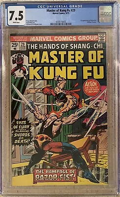 Buy MASTER OF KUNG FU #29 (1975) CGC 7.5 1st Razor-Fist Appearance (Shang-Chi Movie) • 55.15£