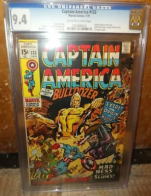 Buy Marvel Comics Captain America 133 1971 CGC 9.4 Origin M O D O K Avengers • 239.99£