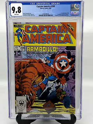 Buy 🔑 Captain America #308 ~ CGC 9.8 WP NM/M ~ 1st App Armadillo ~ Marvel MCU 1985 • 78.27£