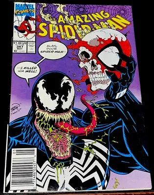 Buy 1991 AMAZING SPIDER-MAN #347 Venom Cover NEWSSTAND Variant FN+ Fine+ Iconic Key • 29.57£