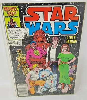 Buy Star Wars #107 Final Issue *1986* Marvel Low Print Newsstand 7.0 • 68.26£