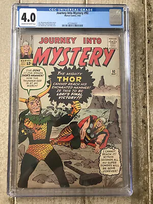 Buy Journey Into Mystery 92 - Cgc - Vg 4.0 - 4th Appearance Of Loki - Thor (1963) • 303.87£