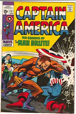 Buy Captain America #121 1970 Marvel Comics 5.5 FN- KEY 1ST MAN BRUTE SILVER AGE • 15.02£