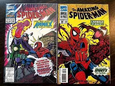 Buy Amazing Spider-Man Annual #27 + 28 - 1st App Anex! Carnage! VF++ • 10.45£