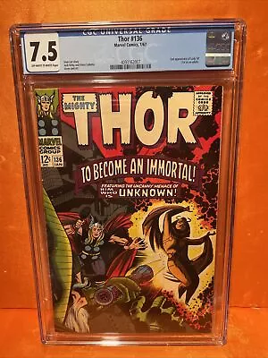 Buy Thor #136 1967 CGC 7.5 Stan Lee Jack Kirby 2nd App Of Lady Sif (1st As An Adult) • 94.87£
