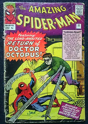 Buy Amazing Spider-man #11 💥 RARE UK VARIANT 💥 2nd Doctor Octopus! 1964 • 175.02£