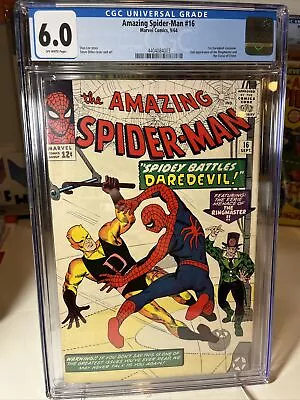 Buy Amazing Spider-Man #16 Nice Daredevil Silver Age Marvel Comic 1964 CGC 6.0 • 640.48£