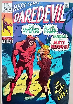 Buy Daredevil #57 - VG+ (4.5) - Marvel 1969 - Cents Copy - Colan Art - DD Reveals ID • 13.50£