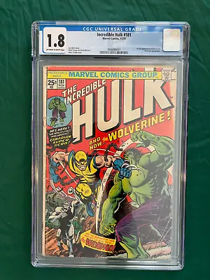 Buy Incredible Hulk #181 CGC 1.8 1974 Marvel Comics 1ST FULL WOLVERINE OW/White! • 1,998.79£