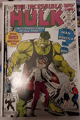 Buy Incredible Hulk 393 Rare 2nd Print 30th Anniversary Edition VF 1992 Marvel Comic • 11.88£
