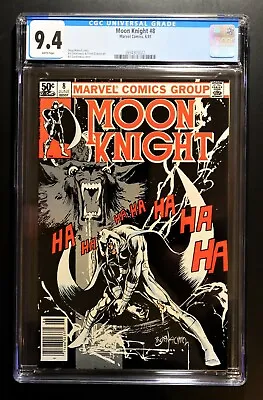 Buy Moon Knight #8 Cgc 9.4 - Wp *newsstand Edition* Classic Bill Sienkiewicz Cover • 95.27£