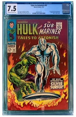 Buy Tales To Astonish #93 CGC 7.5 OW/W Pgs | Silver Surfer Vs Hulk | Silver Age 1967 • 284.61£
