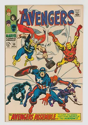 Buy Avengers #58 VFN+ 8.5 Origin Of Vision Second Appearance • 215£