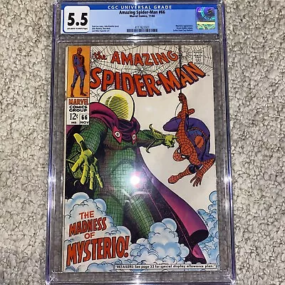 Buy AMAZING SPIDER-MAN 66 1968 Marvel Comics CGC 5.5 F-  LEE OW/W Mysterio Key MCU • 119.92£