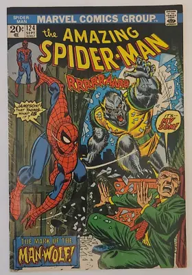 Buy The AMAZING SPIDER-MAN #124 1ST APP. OF MAN-WOLF 1973 • 79.16£