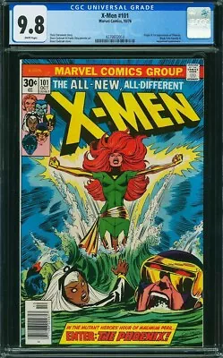 Buy X-Men #101 CGC 9.8 WHITE PAGES Origin And 1st Appearance Phoenix Marvel 1976 • 5,916.44£