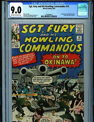 Buy Sgt. Fury His Howling Commandos #10 CGC 9.0 1964 1st Captain Savage Marvel K45 • 398.32£