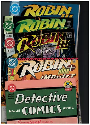 Buy Detective Comics 38 Replica, Robin Plus #1, Robin Iii #1, #2, #5 - & Plastic Bag • 10.37£
