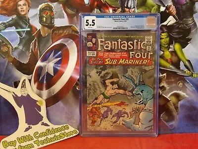 Buy Fantastic Four #33 | CGC 5.5 | Key Issue | 1st App. Of Attuma | 1964 | WP | 024 • 139.92£