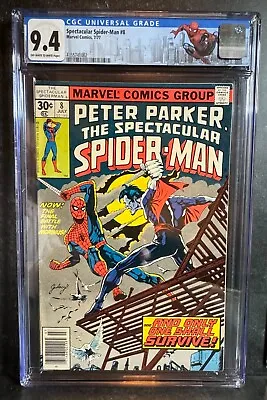 Buy PETER PARKER THE SPECTATCULAR SPIDER-MAN #8 - 1977 - CGC 9.4 - Morbius Appears • 265£