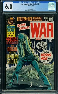 Buy Star Spangled War Stories 154 Cgc 6.0 Off White Pages Origin Unknown Soldier L9 • 95.93£