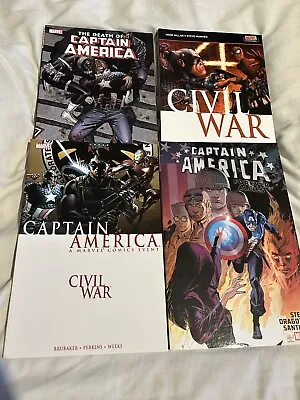 Buy 4 Captain America Graphic Novels/Civil War/Death Of…/Marvel Comics • 30£