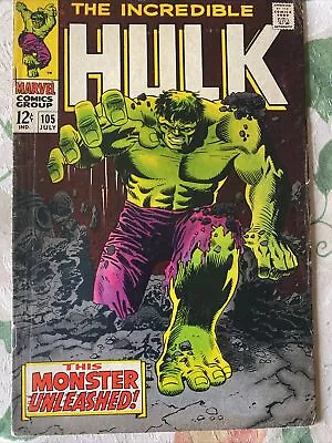 Buy Incredible HULK  #105 July 1968    “MONSTER UNLEASHED Good Cond.- Will Negotiate • 159.10£