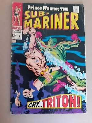 Buy Sub- Mariner No 2  Namor. Triton. 1st Crossover By Inhumans. VG/F  1968 Marvel  • 27.99£