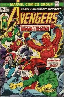 Buy Avengers (1963) # 134 (5.0-VGF) Origins Of Vision 1975 • 13.50£