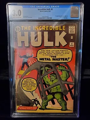Buy The Incredible Hulk 6 CGC 3.0, 1963 1st App Teen Brigade And Metal Master • 614.92£