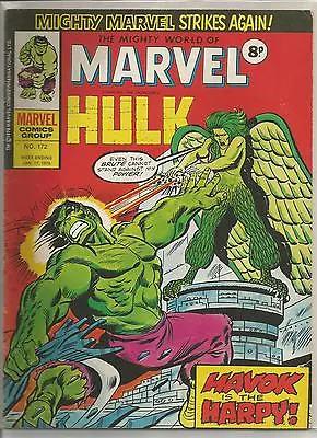 Buy Vintage Marvel World / Incredible Hulk Comic Book #172 From January 1976 • 6.95£
