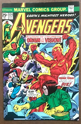 Buy Avengers #134 (vf) 1974 Marvel Comics - Origin Of Mantis & Vision - Human Torch • 9.01£