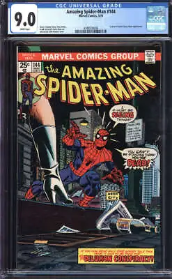 Buy Amazing Spider-man #144 Cgc 9.0 White Pages // Cyclone + Gwen Stacy App 1975 • 120.64£